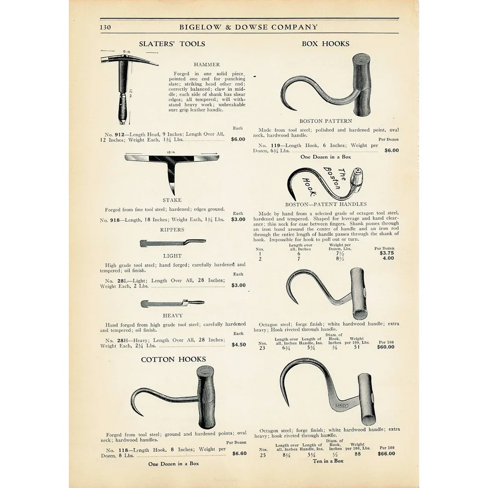 VTG Print Ad Box Hook Boston Slater Hammer Sargent Cotton Glass Cutter Red Devil